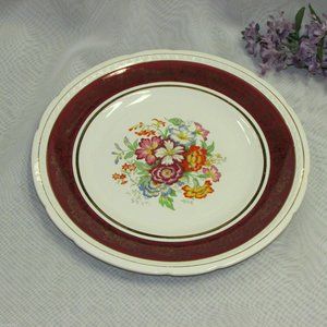 SWINNERTON'S MAJESTIC VELLUM Vintage Dinner Plate Floral Burgundy Cottagecore